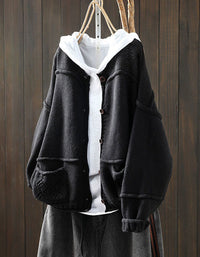 Women’s Oversized Knit Pocket Casual Cardigan Seweater