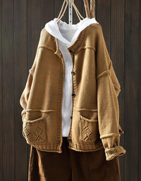 Women’s Oversized Knit Pocket Casual Cardigan Seweater