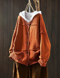 Women’s Oversized Knit Pocket Casual Cardigan Seweater