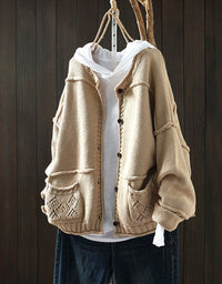 Women’s Oversized Knit Pocket Casual Cardigan Seweater