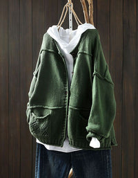 Women’s Oversized Knit Pocket Casual Cardigan Seweater