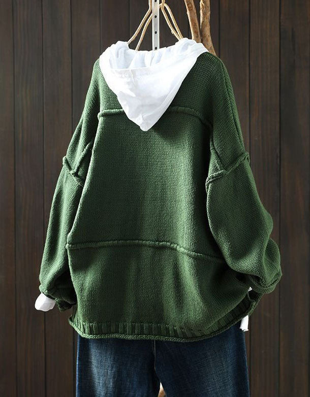 Women’s Oversized Knit Pocket Casual Cardigan Seweater