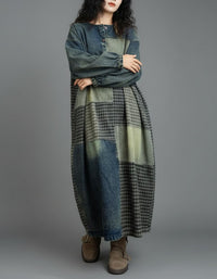 Women’s Oversized Patchwork Denim Shirt Dress