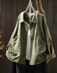 Women’s Oversized Pure Color Cotton Shirt Coat