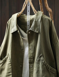 Women’s Oversized Pure Color Cotton Shirt Coat