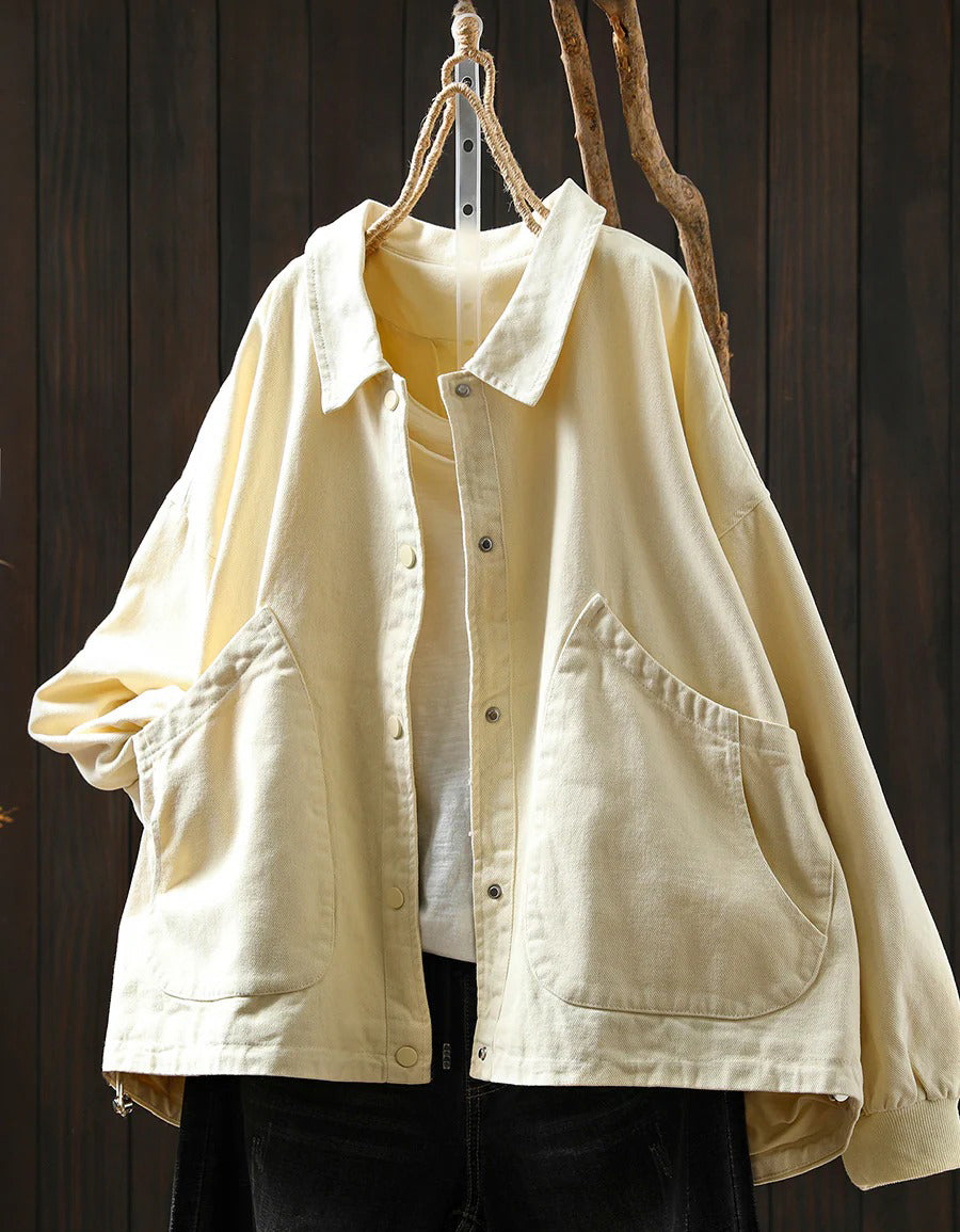 Women’s Oversized Pure Color Cotton Shirt Coat