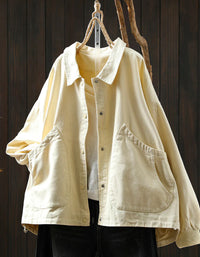 Women’s Oversized Pure Color Cotton Shirt Coat