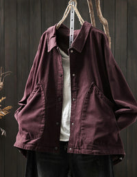 Women’s Oversized Pure Color Cotton Shirt Coat