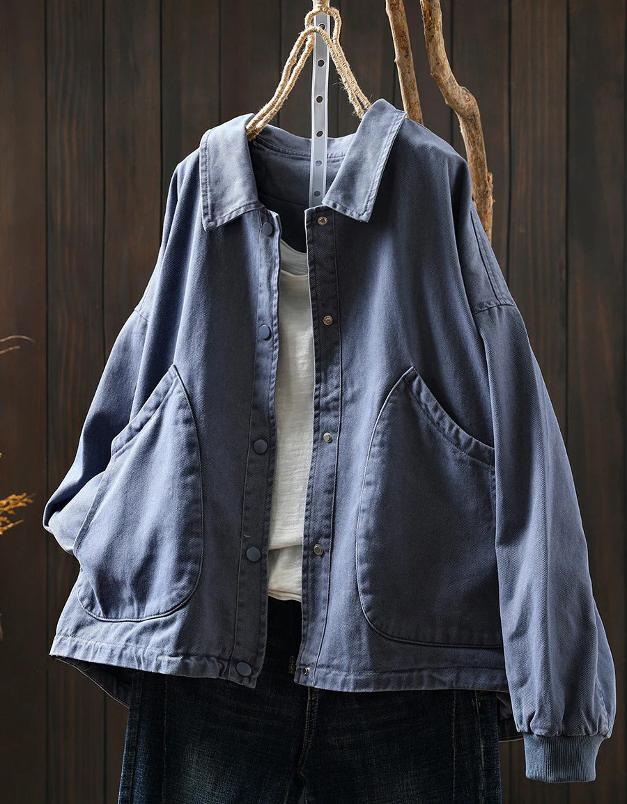 Women’s Oversized Pure Color Cotton Shirt Coat