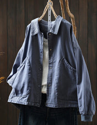 Women’s Oversized Pure Color Cotton Shirt Coat