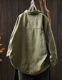 Women’s Oversized Pure Color Cotton Shirt Coat