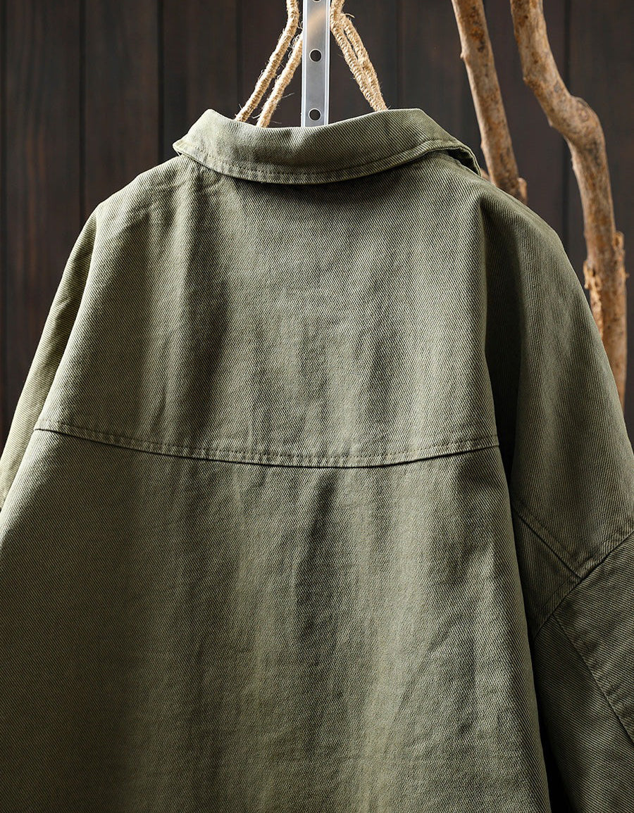 Women’s Oversized Pure Color Cotton Shirt Coat
