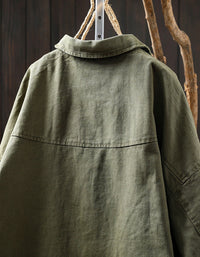 Women’s Oversized Pure Color Cotton Shirt Coat