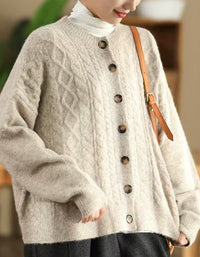 Women’s Oversized Soft Cable Knit Cardigan Sweater