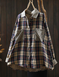 Women’s Oversized Stripe Plaid Cotton Shirt