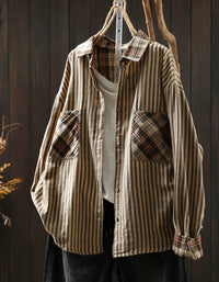 Women’s Oversized Stripe Plaid Cotton Shirt