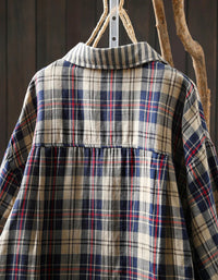 Women’s Oversized Stripe Plaid Cotton Shirt