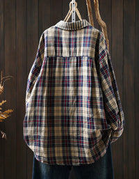 Women’s Oversized Stripe Plaid Cotton Shirt