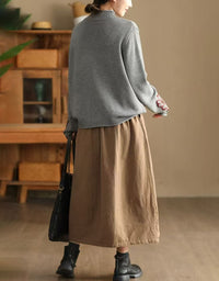 Women's Oversized Turtleneck Embroidery Knit Sweater