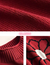 Women's Oversized Turtleneck Embroidery Knit Sweater