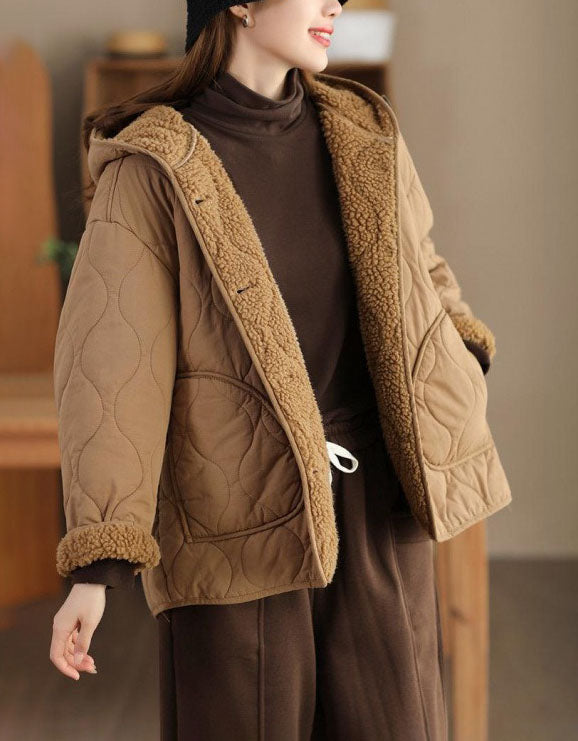 Women’s Quilted Fleece-Lined Hooded Winter Coat