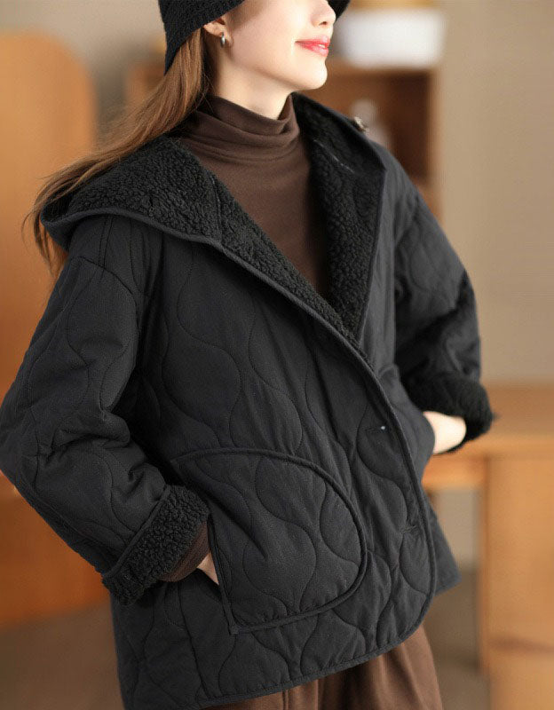Women’s Quilted Fleece-Lined Hooded Winter Coat