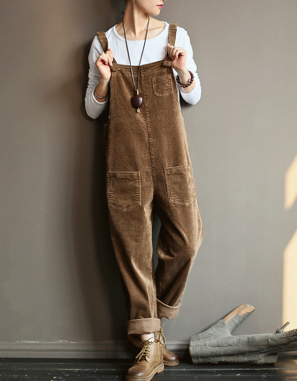 Women’s Relaxed Fit Corduroy Casual Jumpsuit