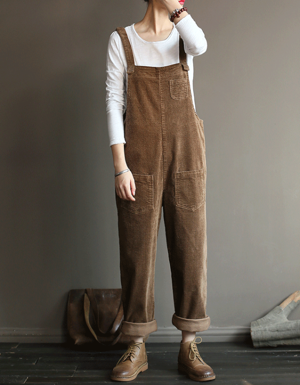 Women’s Relaxed Fit Corduroy Casual Jumpsuit