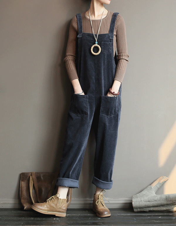 Women’s Relaxed Fit Corduroy Casual Jumpsuit