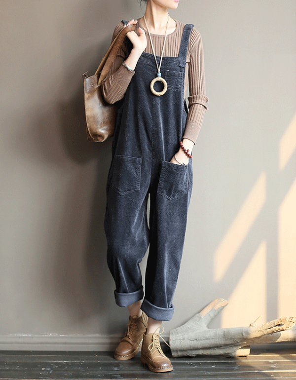 Women’s Relaxed Fit Corduroy Casual Jumpsuit