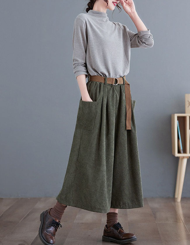 Women's Relaxed Fit High Waist Corduroy Loose Pants