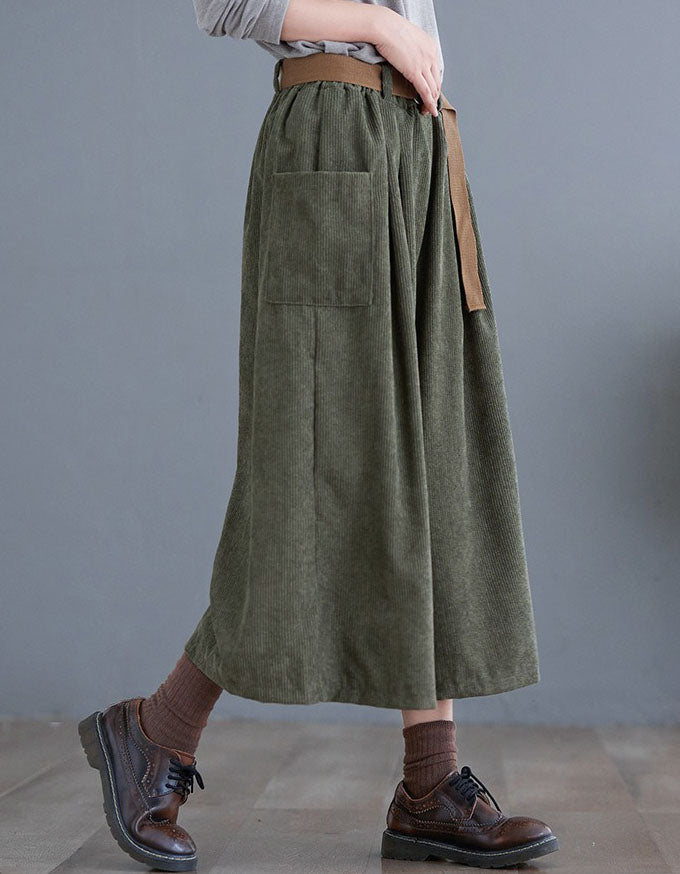 Women's Relaxed Fit High Waist Corduroy Loose Pants