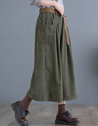 Women's Relaxed Fit High Waist Corduroy Loose Pants