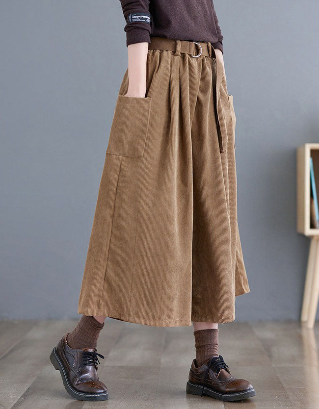 Women's Relaxed Fit High Waist Corduroy Loose Pants