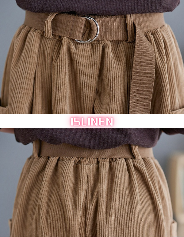 Women's Relaxed Fit High Waist Corduroy Loose Pants