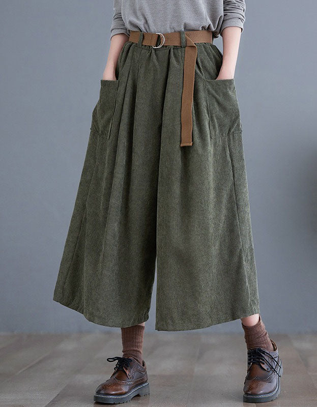 Women's Relaxed Fit High Waist Corduroy Loose Pants