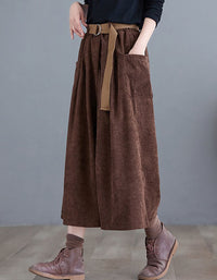 Women's Relaxed Fit High Waist Corduroy Loose Pants