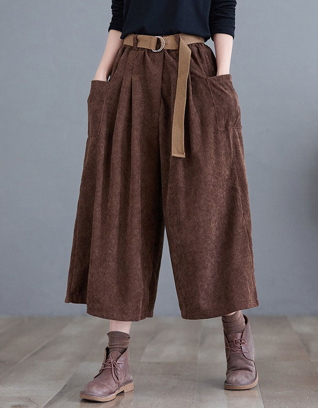 Women's Relaxed Fit High Waist Corduroy Loose Pants