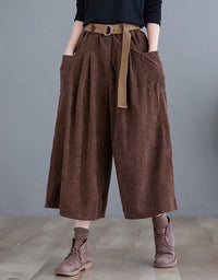 Women's Relaxed Fit High Waist Corduroy Loose Pants