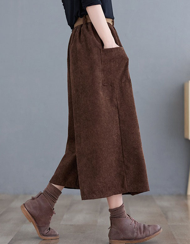 Women's Relaxed Fit High Waist Corduroy Loose Pants