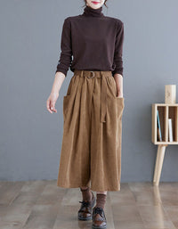 Women's Relaxed Fit High Waist Corduroy Loose Pants