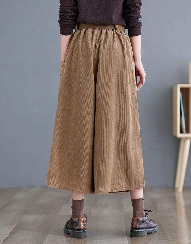 Women's Relaxed Fit High Waist Corduroy Loose Pants