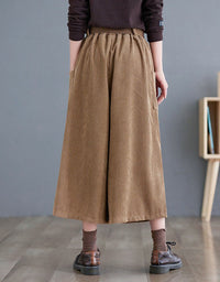 Women's Relaxed Fit High Waist Corduroy Loose Pants