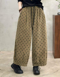 Women's Polka Dot Wide Leg Drawstring Casual Pants