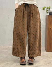 Women's Polka Dot Wide Leg Elastic Waist Pants