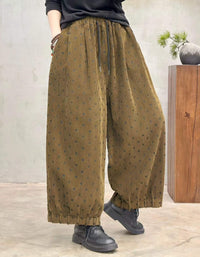 Polka Dot Wide Leg Drawstring Pants for Women
