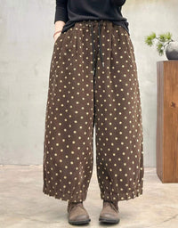 Women's Wide Leg Polka Dot Elastic Waist Trousers