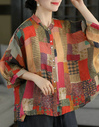 Boho Patchwork Loose Fit Shirt for Women
