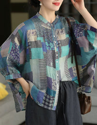 Women’s Artistic Print Oversized Blouse