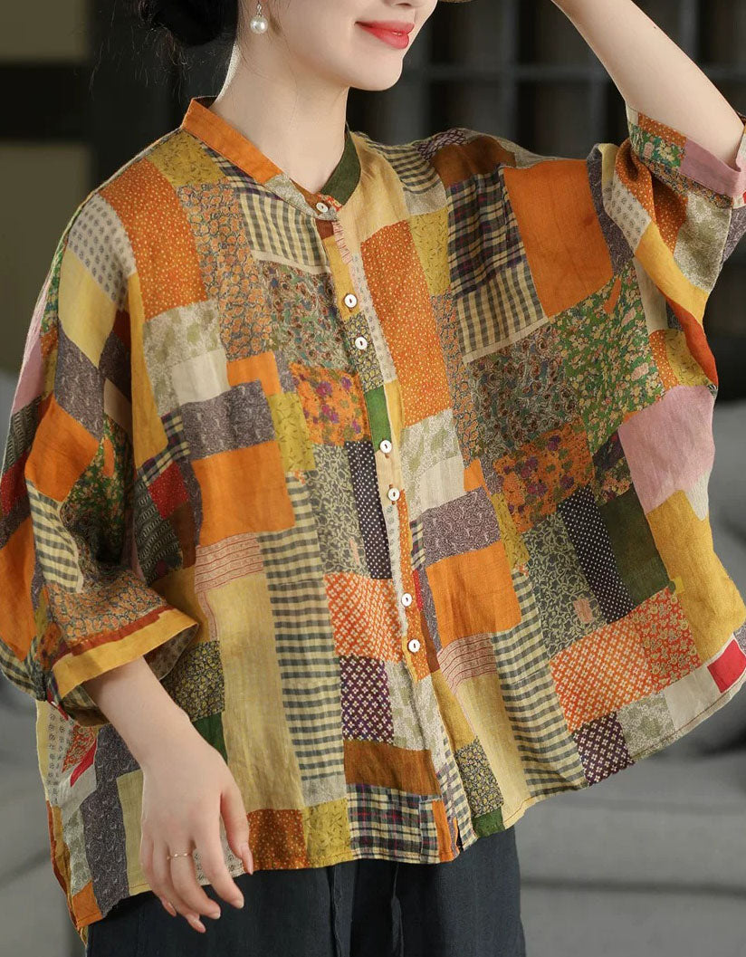 Vintage Patchwork Casual Shirt for Women